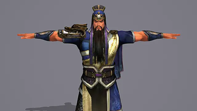 国风战士角色：长髯冠饰关圣模型