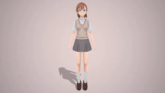 3D卡通风格女学生角色模型，创意设计（3D角色、卡通风格、日常风，角色设计主题）