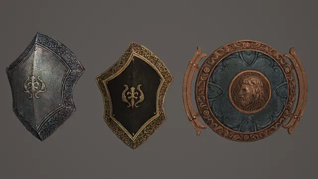 纹章华丽盾牌套装游戏武器3D模型