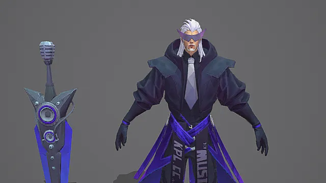 赛博刺客角色：音乐标识麦刃战魁模型