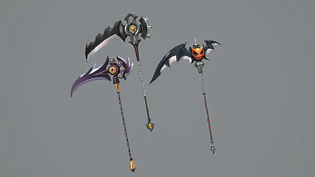 暗黑奇幻镰刀游戏武器套装3D模型