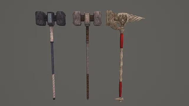 游戏武器圣纹重锤套装模型