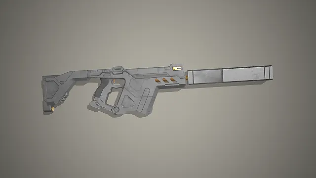 科幻步枪  未来枪械  战术消音器  3D模型  无托结构