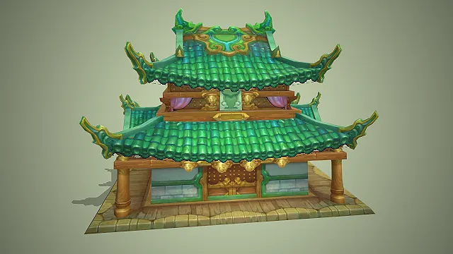 山顶楼阁  飞檐翘角  仙侠门派  主城建筑