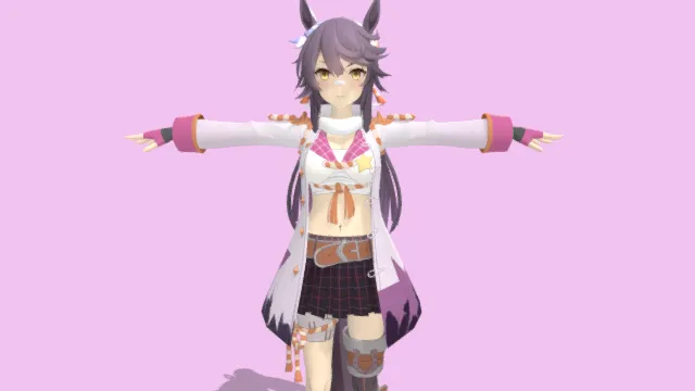 3D卡通风格兽耳女角色模型，创意设计（3D角色、卡通风格、奇幻风，角色设计主题）