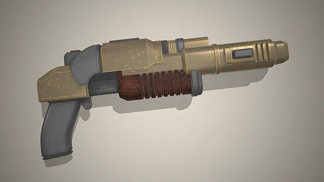 科幻霰弹枪  黄铜枪身  战术握把  科幻武器  工业质感