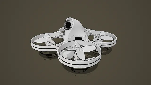 3D卡通风格白色四轴无人机模型，创意设计（3D无人机、卡通风格、写实风，物品设计主题，物品元素）