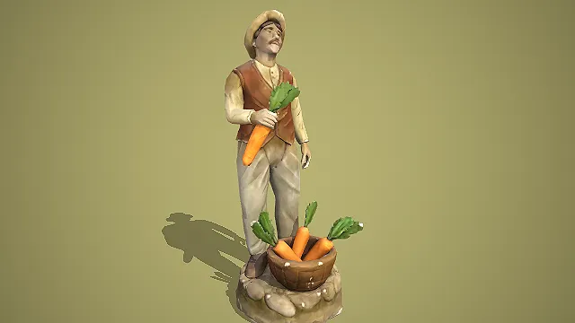 田园农夫捧胡萝卜装饰摆件