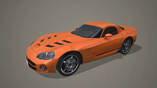 橙黑道奇 Viper 跑车带流线造型写实模型
