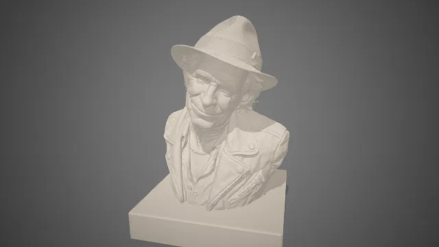 基思・理查兹  滚石乐队  胸像  松弛神态  老年形象  雕塑  摇滚明星  音乐主题