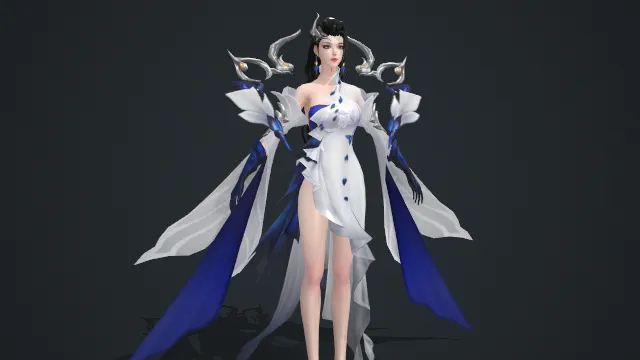 古风仙侠风格冷艳女妖游戏角色 NPC 模型