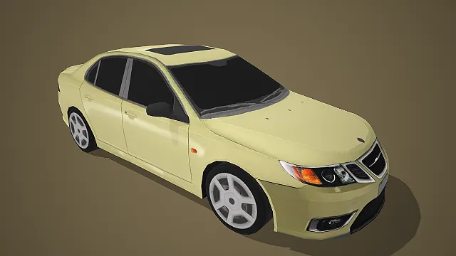 浅米色四门轿车 3D 模型