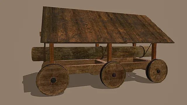 复古木质撞城车3D模型