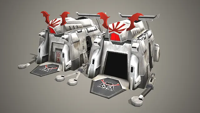 一个写实风格的3D科幻兵营模型，适合用于科幻战争类游戏场景