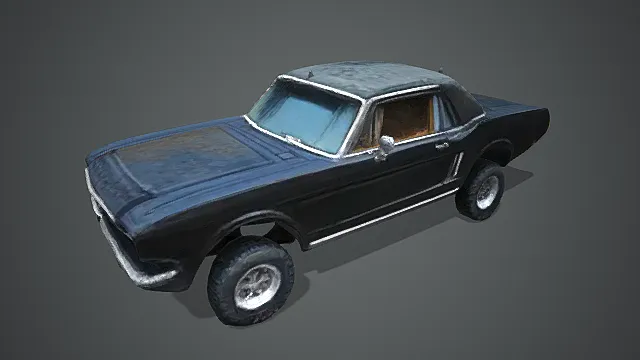 荒野赛道场景复古越野跑车模型 