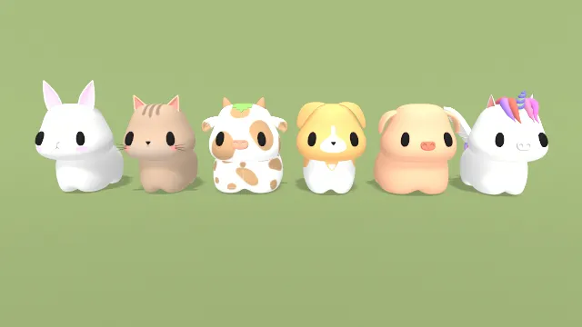 可爱卡通风格化动物玩具摆件