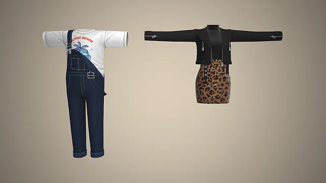 背带裤  豹纹包臀裙  复古街头风  甜酷风