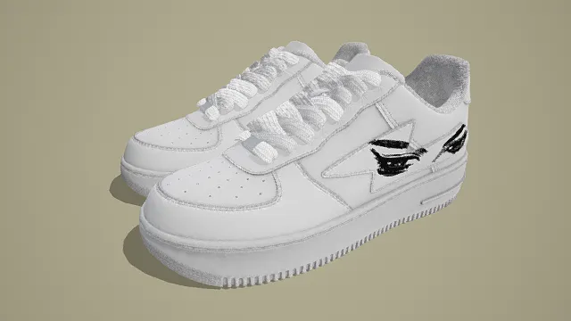 潮流风格白色板鞋3D模型