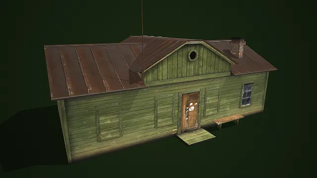 复古绿皮木屋 3D 模型