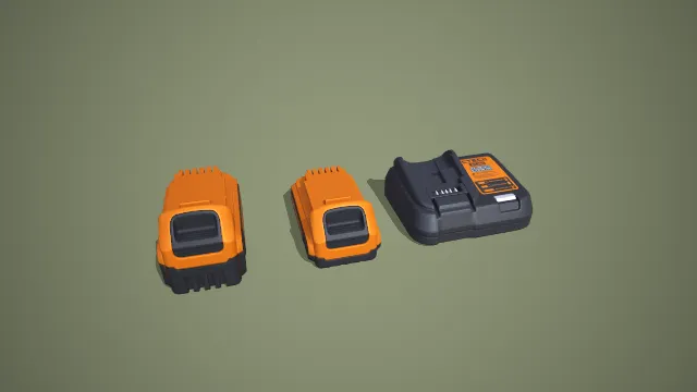 双色锂电池充电器组合 3D 低多边形工具模型