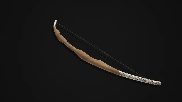 原木纹缠带简约弓箭：青林素纹狩猎弓模型
