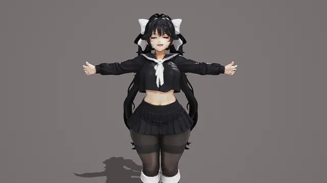 3D卡通风少女角色模型，创意设计（3D少女、卡通风格、可爱性感，二次元主题，校园元素）