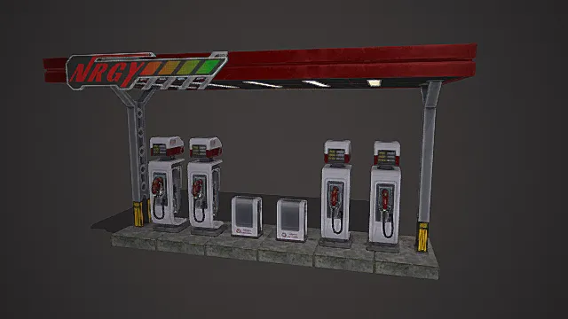 赛博复古风格能源补给站模型 