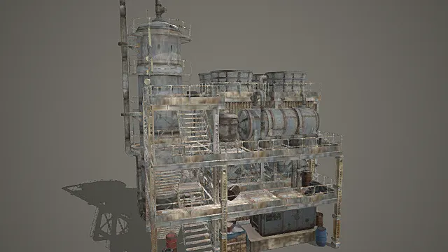 废土风格工业处理机组3D模型 