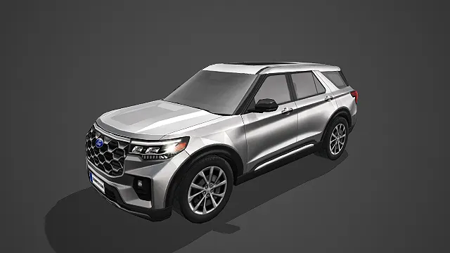 银灰福特探险者 SUV 带硬朗造型写实模型