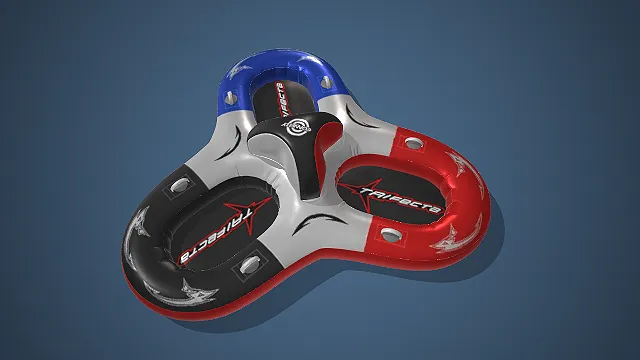 一个低多边形竞速风格的三人充气拖圈模型