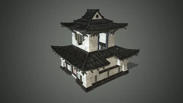 破损阁楼 写实模型 古风建筑 pbr模型