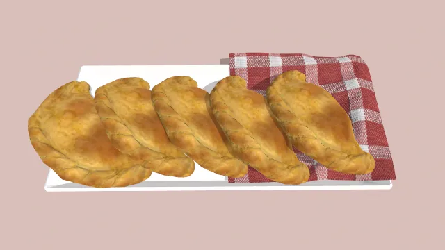 盘子装的馅饼食物有红色格子布垫着