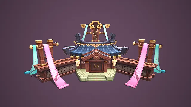 古风桃花主题商铺游戏建筑模型
