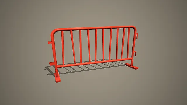 红色铁马护栏 3D 市政交通隔离道具模型