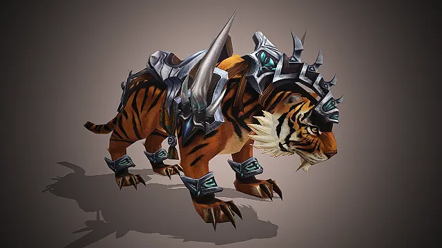 虎形坐骑  尖刺护甲  奇幻风格  游戏模型  战宠