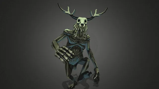 沼泽生物体怪物游戏角色骷髅头长角