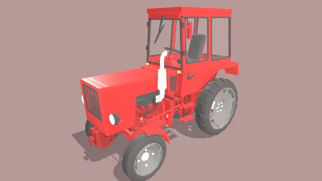 低多边形汽车卡车拖拉机模型