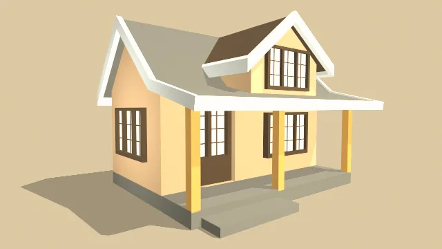 低多边形房屋别墅建筑场景楼层