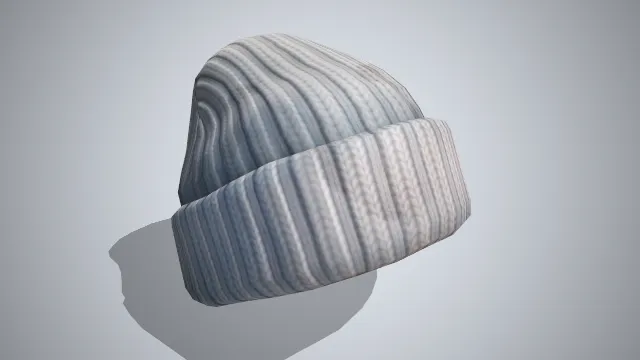 白色毛线织成的针织帽子