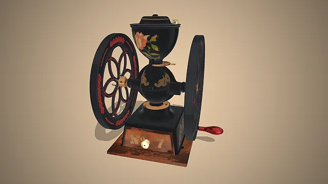 一款欧式古典厨房设备，手摇咖啡磨豆机3D模型