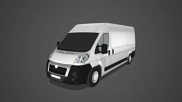 银灰色大型厢式货车 3D 模型