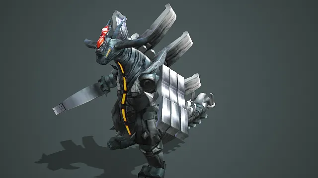 黑灰配色机械恐龙型 BOSS 游戏怪物角色模型