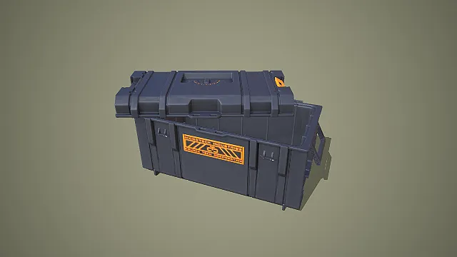 黑橙双色翻盖式加固储物箱 3D 低多边形工具模型