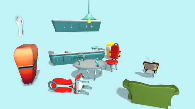 有趣的厨房工具家具场桌椅沙发冰箱