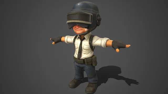 Q 版  战术头盔  萌系  头身比例夸张  白衬衫  黑领带  