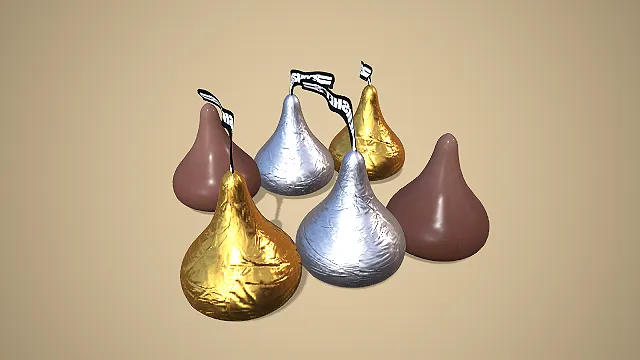 卡通风格好时之吻多形态组合 3D 低多边形零食场景装饰模型