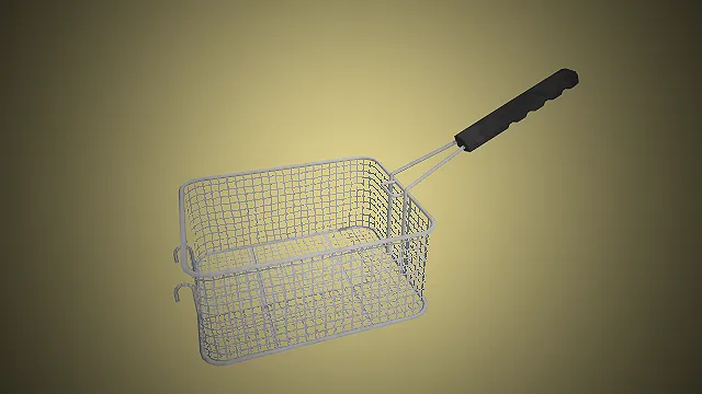 一个白色的金属网油炸篮