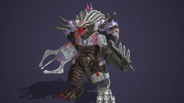 全身武装的机械改造型恐龙怪兽 BOSS 模型