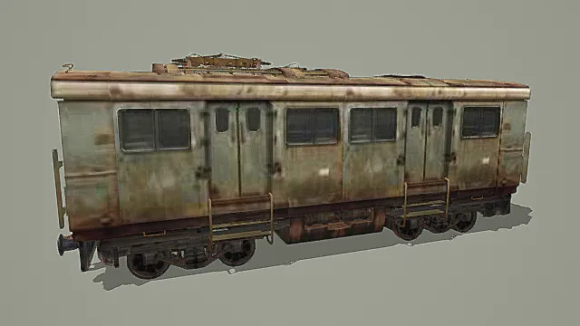 废土风格锈蚀列车车厢3D模型