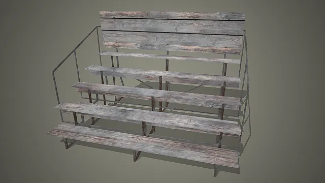 木质看台座椅  多层阶梯  复古体育设施  公共座椅